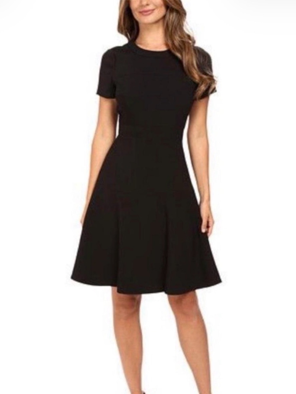 Aqua Black 100% Catherine Short-Sleeve Knit Fit-and-Flare Mini Dress Size Small